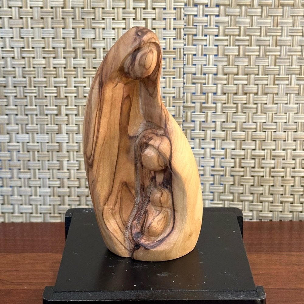 🎄🌟3xHP🌟VTG 1980s+ Handmade Holy Family Olive Wood Carved Statue